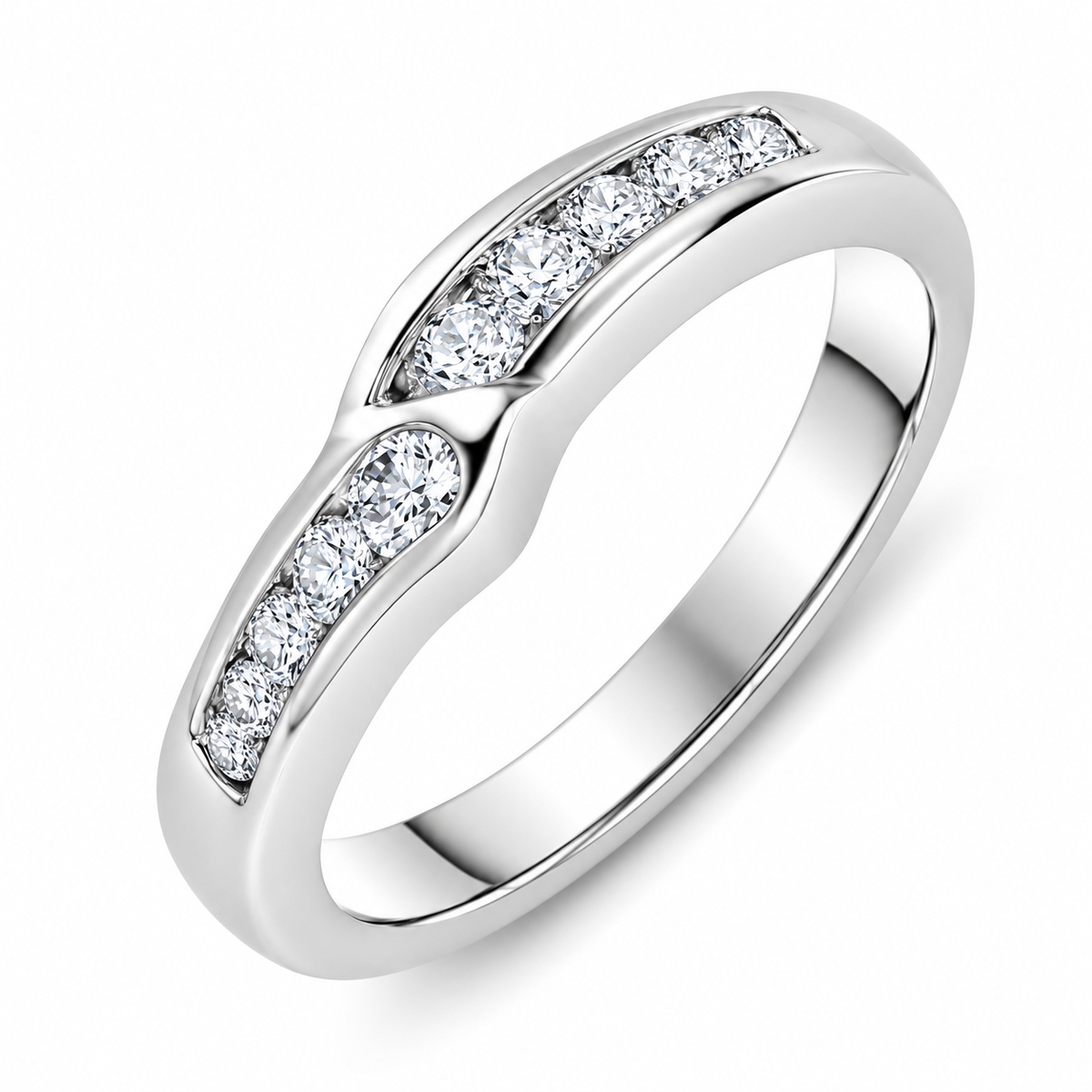 18ct White Gold 0.33ct Diamond Wishbone Wedding Ring