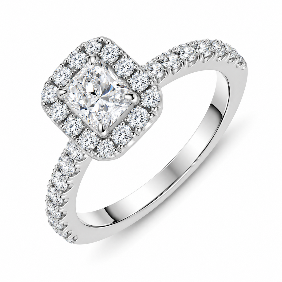 18ct White Gold 1.05ct Diamond Halo Ring