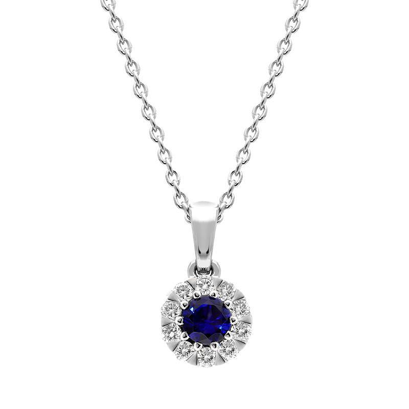 18ct White Gold Sapphire Diamond Cluster Pendant P00011S Image 1