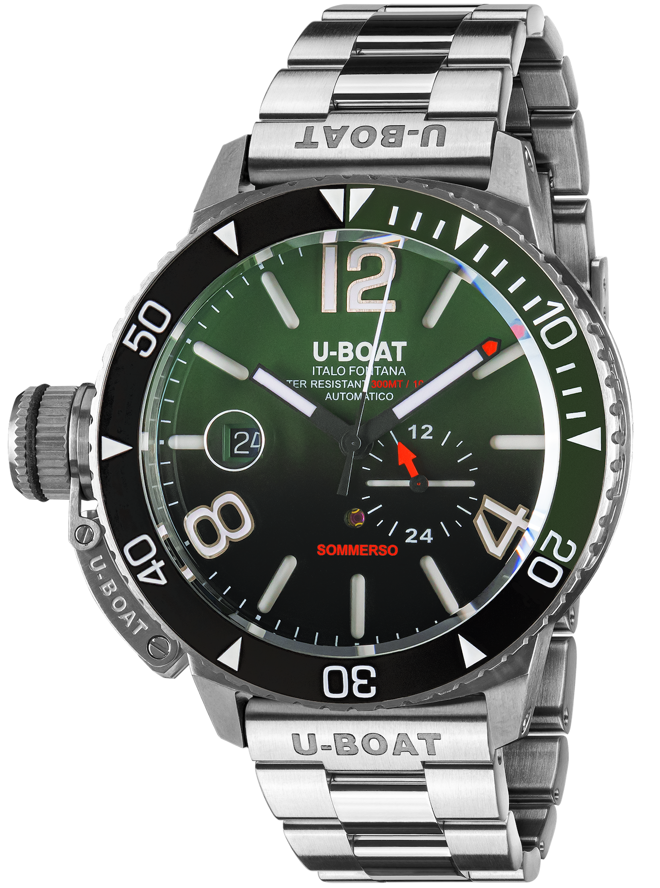 U-Boat Watch Sommerso Ghiera Ceramica Bicolore Quadrante Green Bracelet 9520/MT