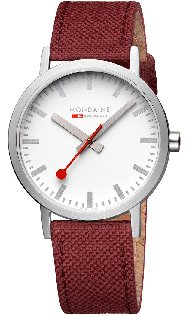 Mondaine Watch Classic Dark Cherry Textile A660.30360.17SBC