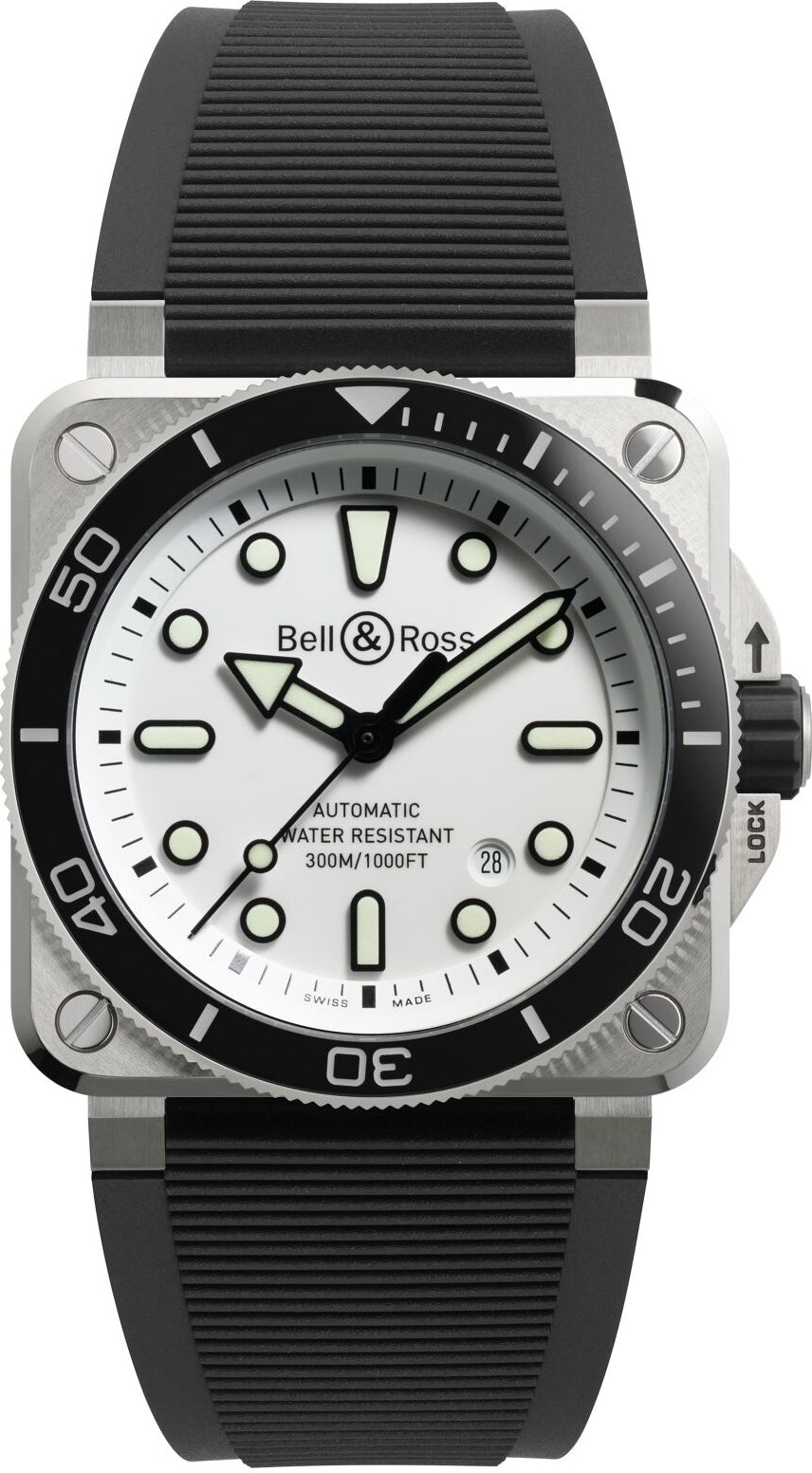Bell && Ross Watch BR 03 Diver White Steel BR03A-D-WH-ST/SRB