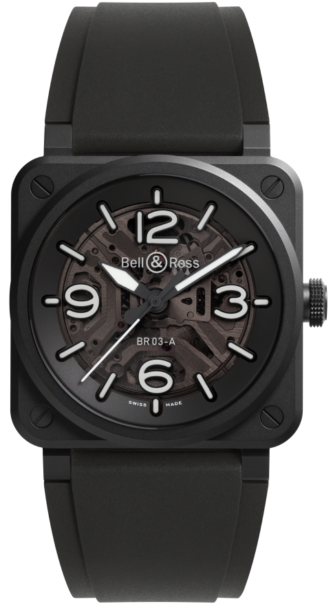 Bell && Ross Watch BR 03 Skeleton Black Ceramic BR03A-BL-SKCE/SRB