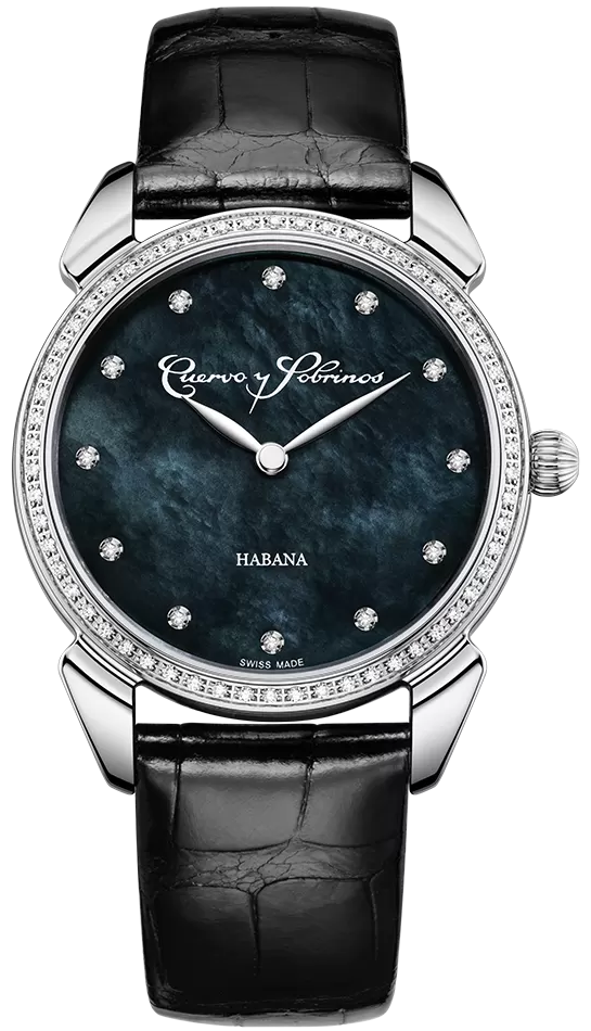 Cuervo y Sobrinos Watch Historiador Primera Dama Diamond Black 3113.1N-S1