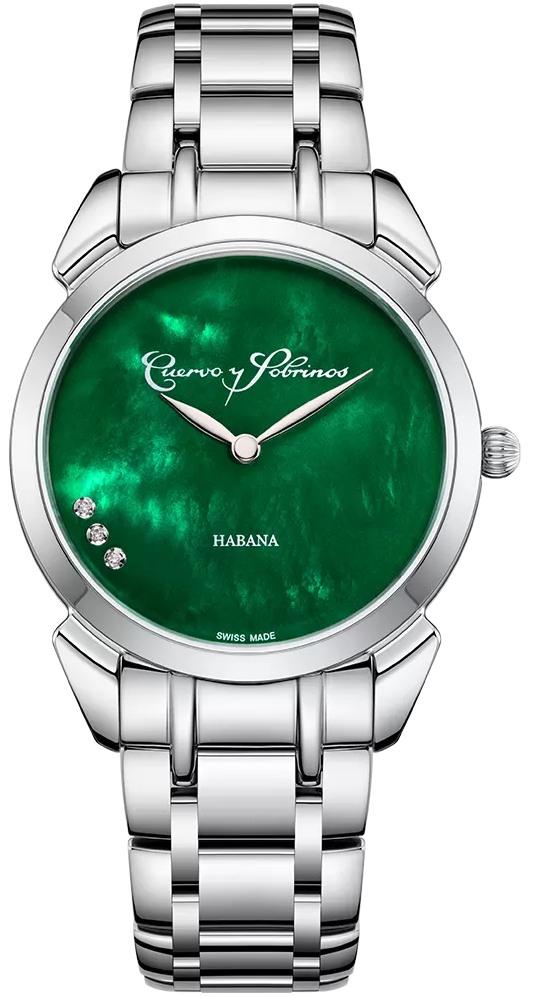 Cuervo y Sobrinos Watch Historiador Primera Dama Green Bracelet 3113B.1V