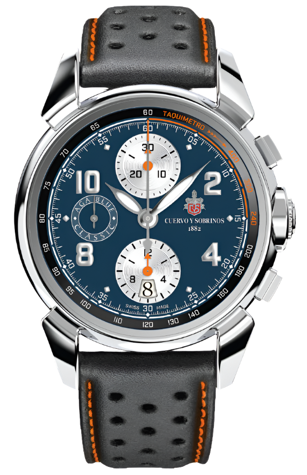 Cuervoy y Sobrinos Chronograph Aga Blue Classic Watch 3141.1AB