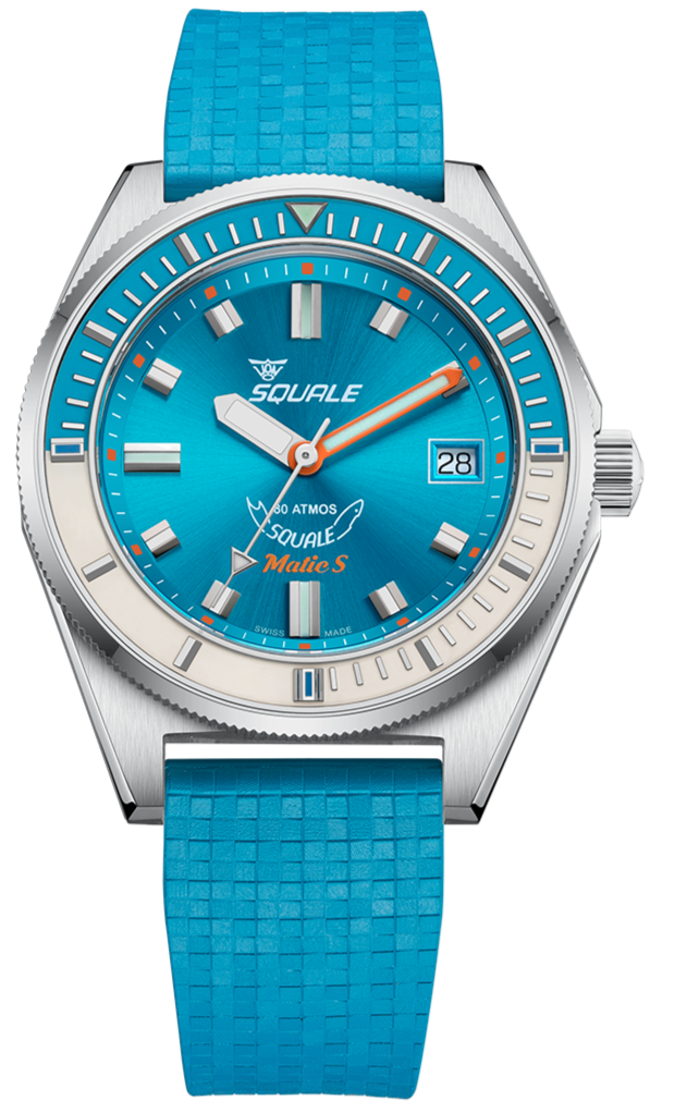 Squale Matic S Light Blue Rubber Watch MATICLBWLB.MRLB