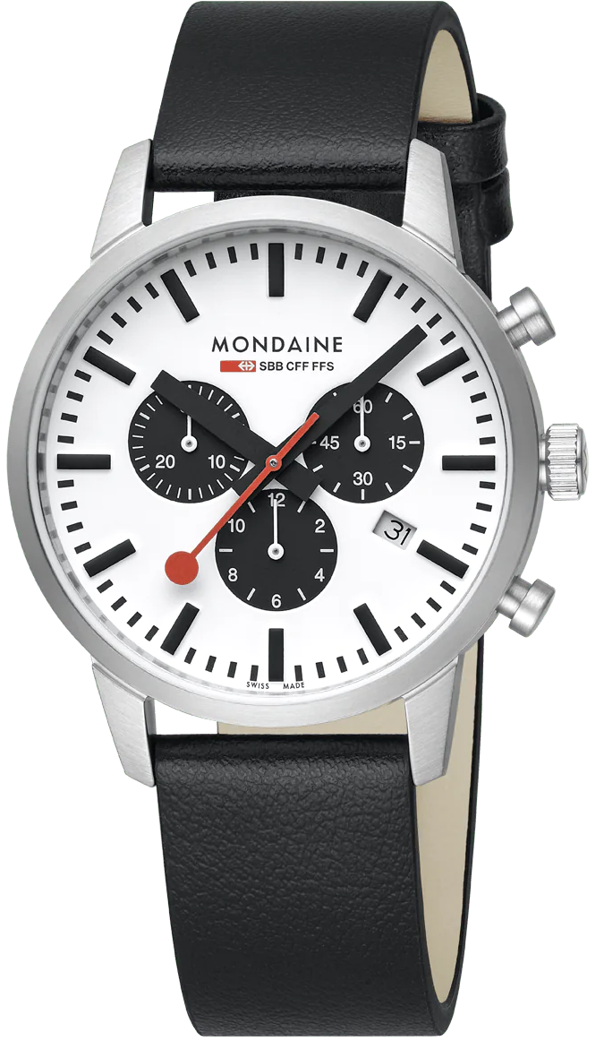 Mondaine Watch Neo 41mm Black Vegan Grape Leather MSD.41410.LBV