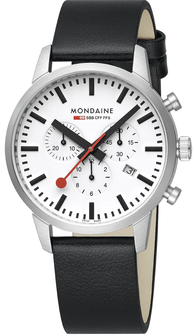 Mondaine Watch Neo 41mm Black Vegan Grape Leather MSD.41411.LBV