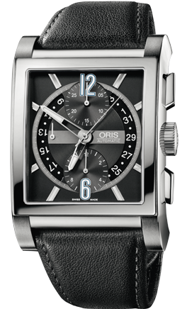 Oris Watch Rectangular Titan Chronograph Leather 01 674 7625 7064-07 5 27 71FC