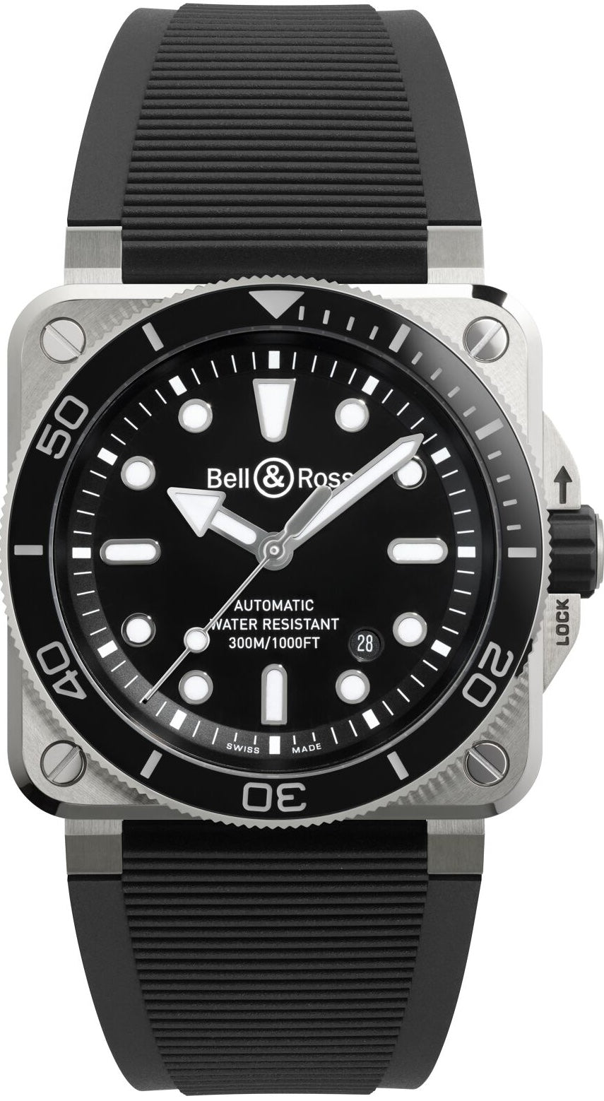 Bell && Ross Watch BR 03 Diver Black Steel BR03A-D-BL-ST/SRB