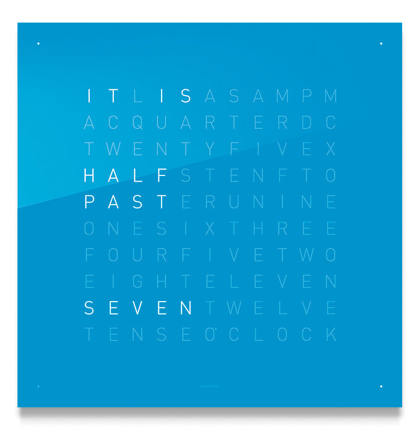 QLOCKTWO Classic Blue Candy Wall Clock 45cm FCENBC