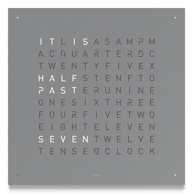 QLOCKTWO Classic Grey Pepper Wall Clock 45cm FCENGRPC