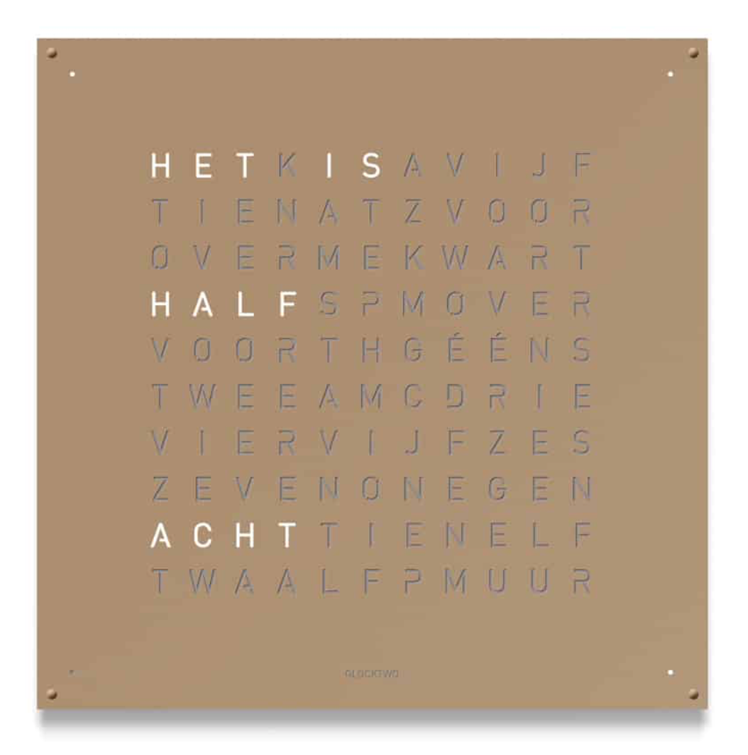 QLOCKTWO Large Hazelnut Wall Clock 90cm LG4ENHAPC