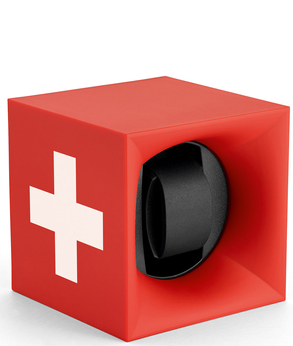 Swiss KubiK Watch Winder Single Leather Swiss Cross SK01-STB004