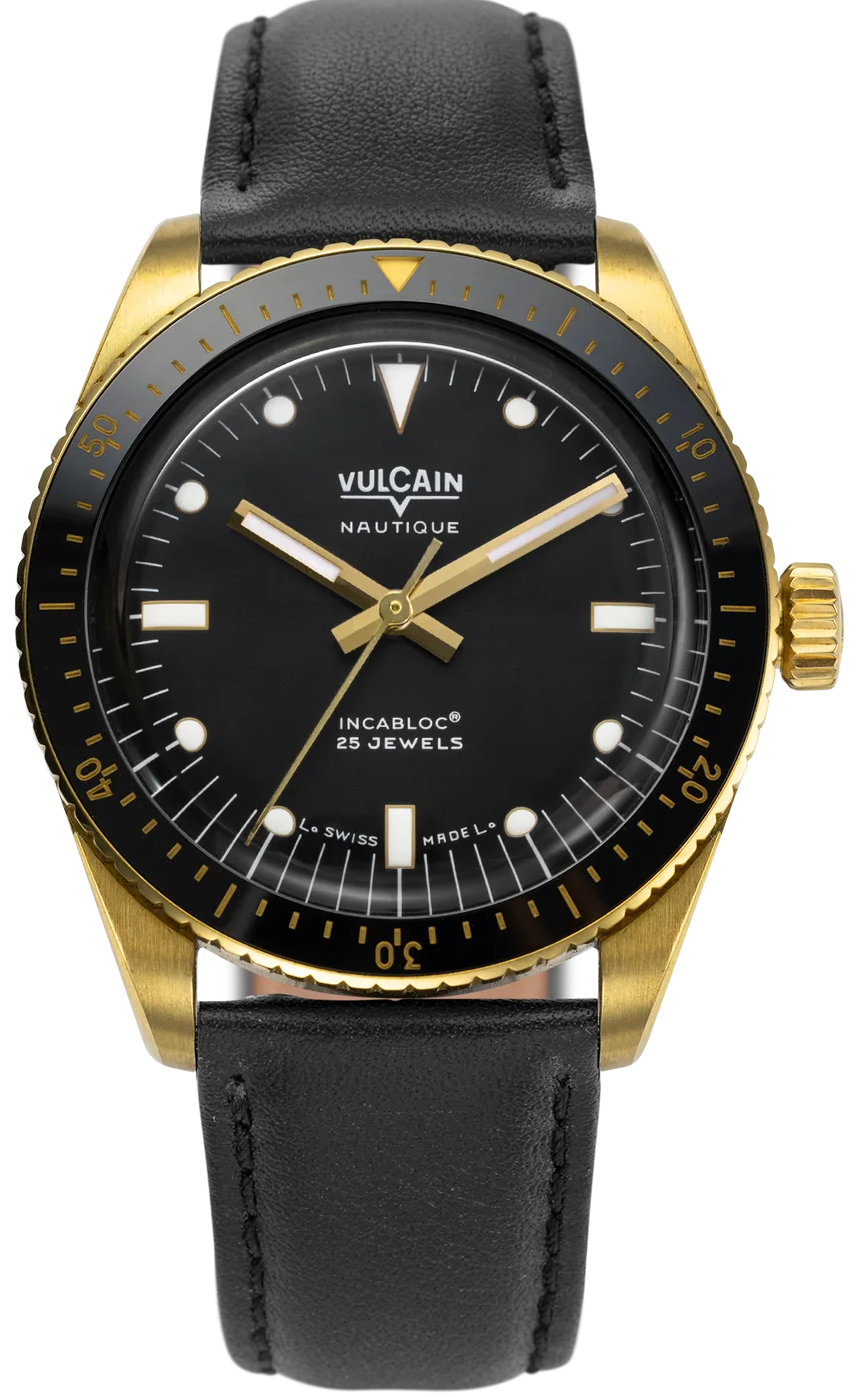 Vulcain Watch Skindiver Nautique Gold Black 661170A07.BAC201