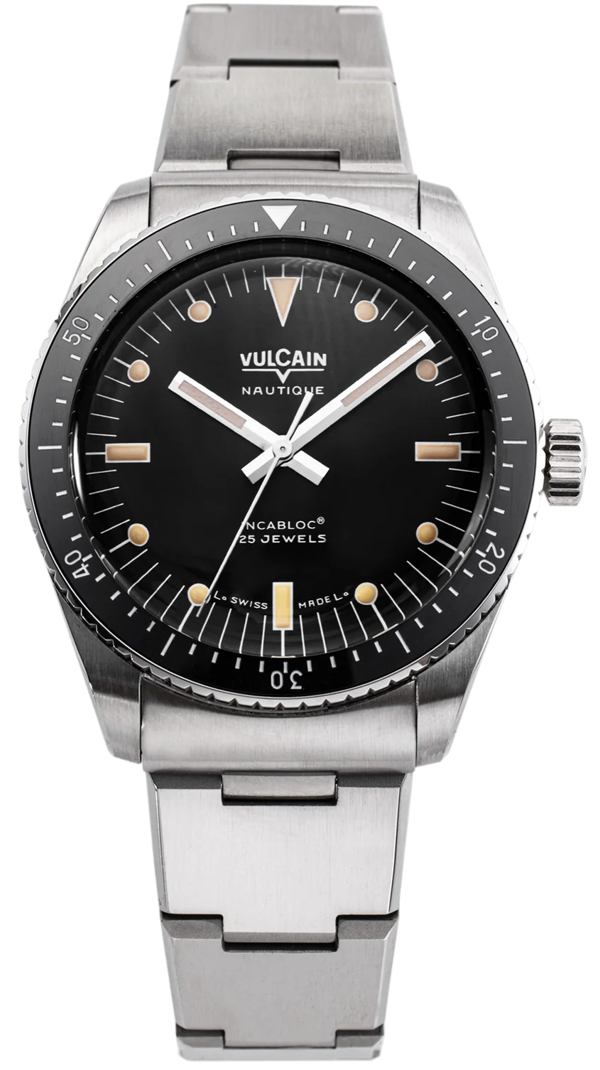 Vulcain Watch Skindiver Nautique Black Khaki Brown Lum 660170A07.BHM286