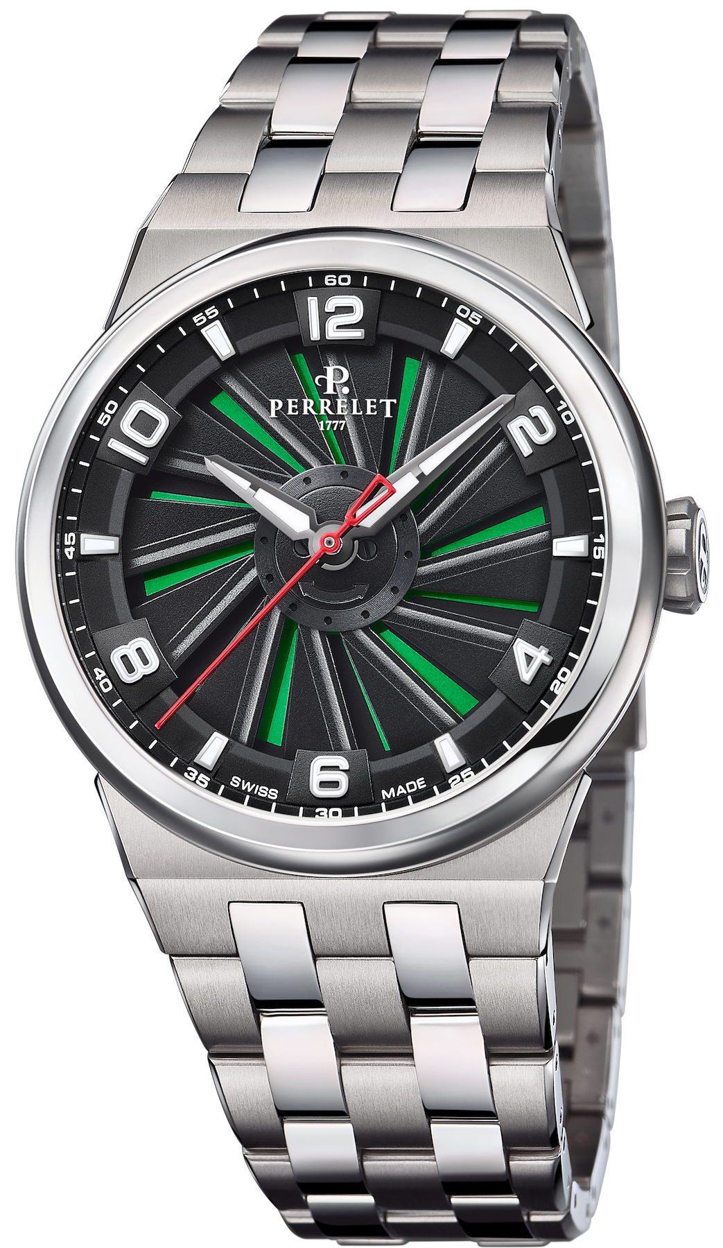 Perrelet Watch Turbine Titanium 41 Green Bracelet A4066/3