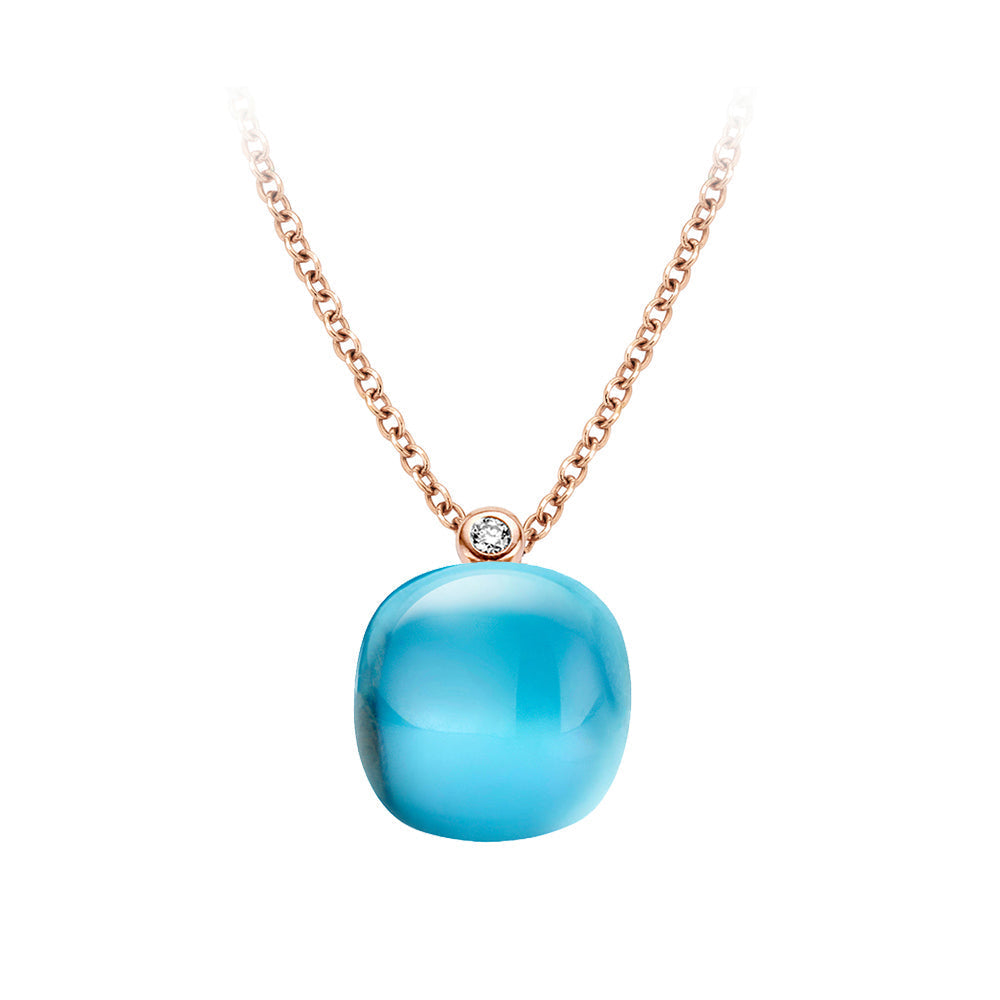 Bigli Mini Sweety Turquoise and Blue Topaz 18ct Rose Gold Diamond Pendant BIG-109 Image 1