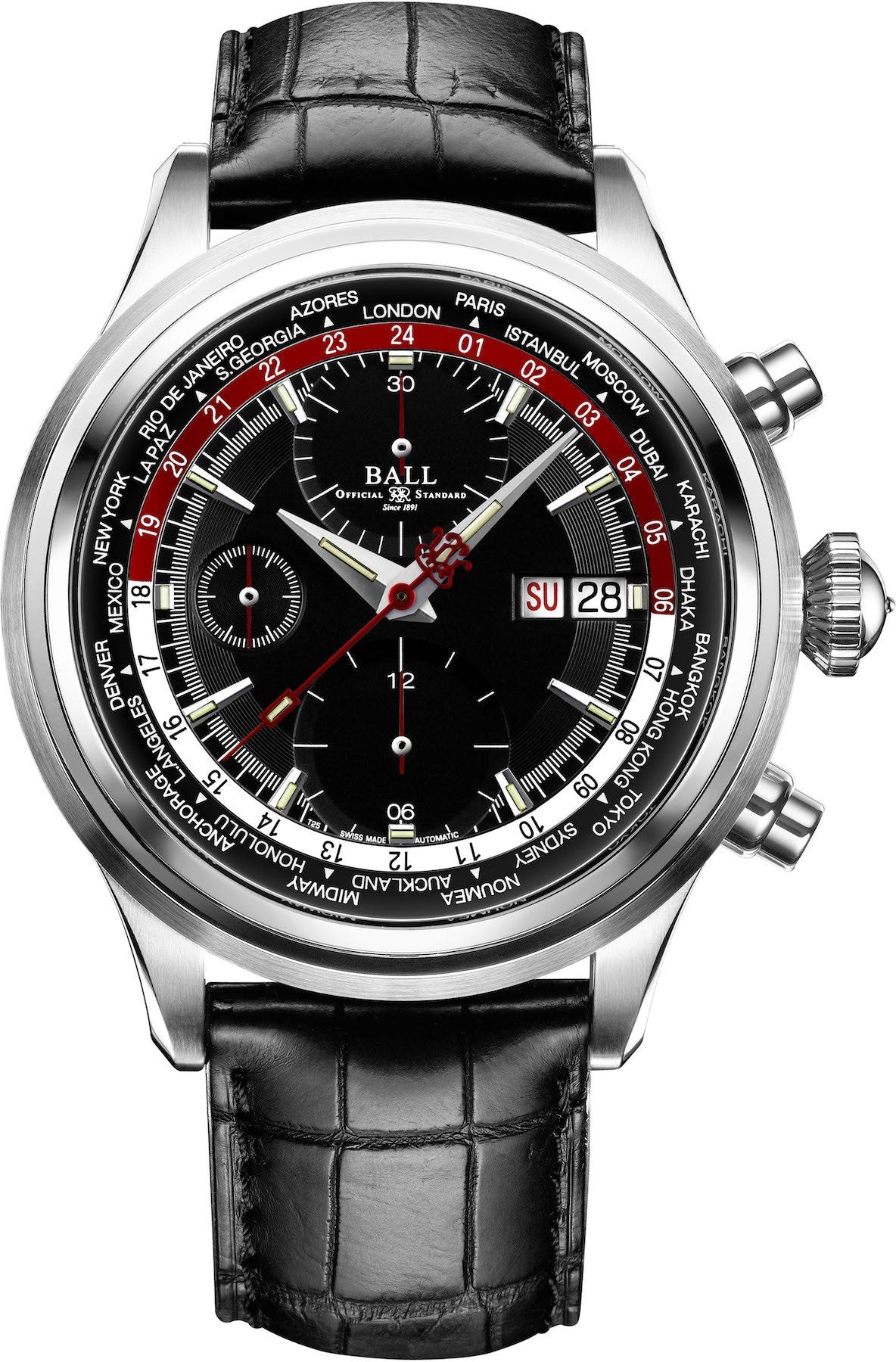 Ball Watch Company Trainmaster Worldtime Chronograph CM2052D-LL1FJ-BKRD
