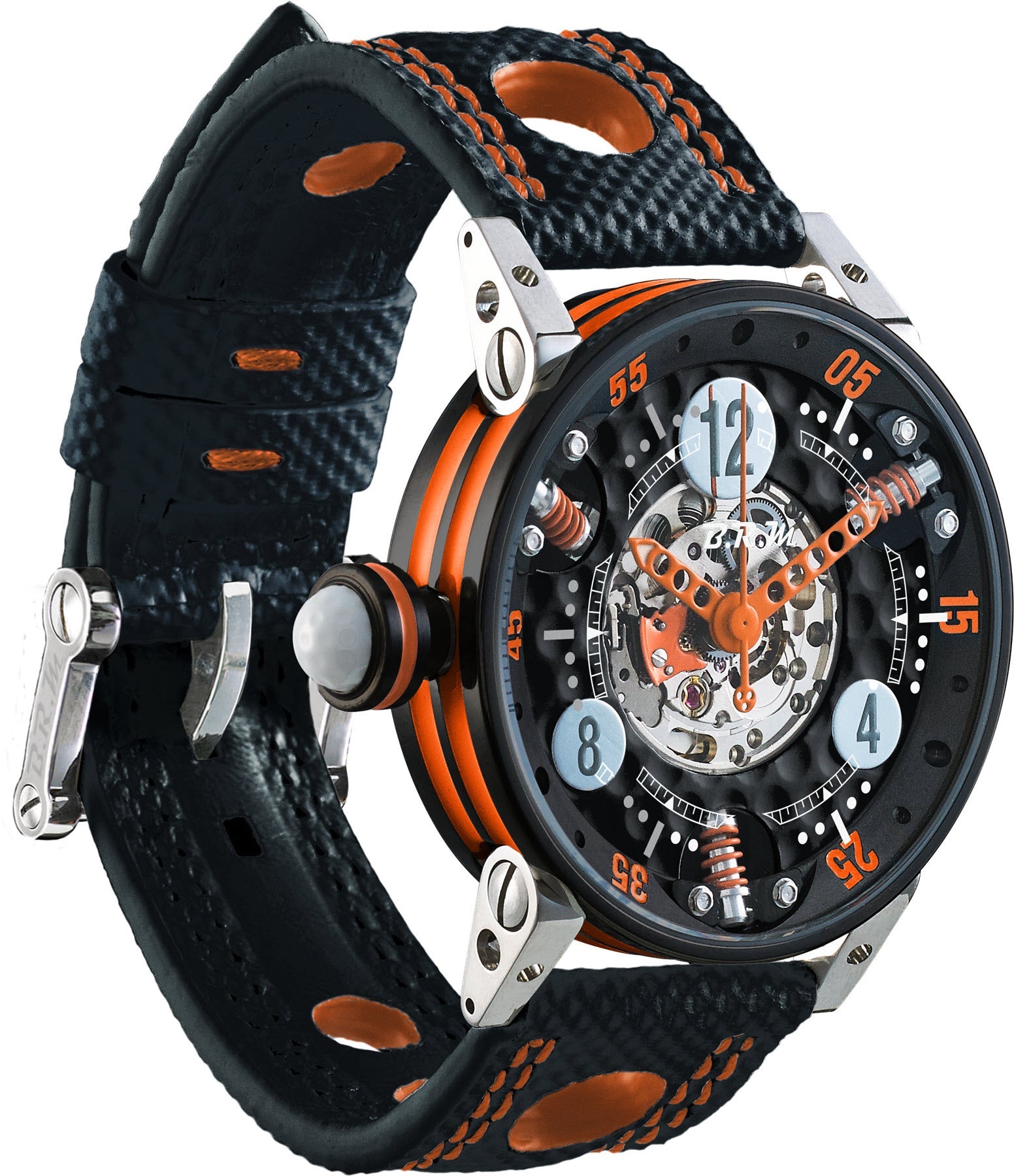 B.R.M Watch Golf Master Ladies Orange Hands GF7-38-SA-N-SQ-AO