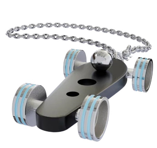B.R.M. Key Chain Bolides by B.R.M Black w Light Blue Wheel Support Chain