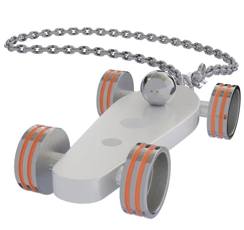 B.R.M. Key Chain Bolides by B.R.M White w Orange Wheel Support Chain
