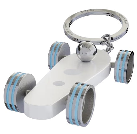 B.R.M. Key Chain Bolides by B.R.M White w Light Blue Wheel Support Chain