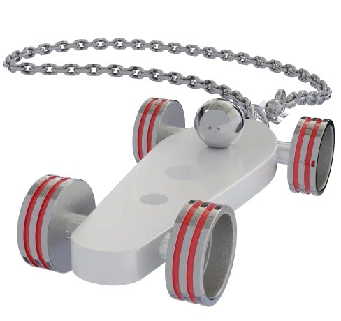 B.R.M. Key Chain Bolides by B.R.M White w Red Wheel Support Chain