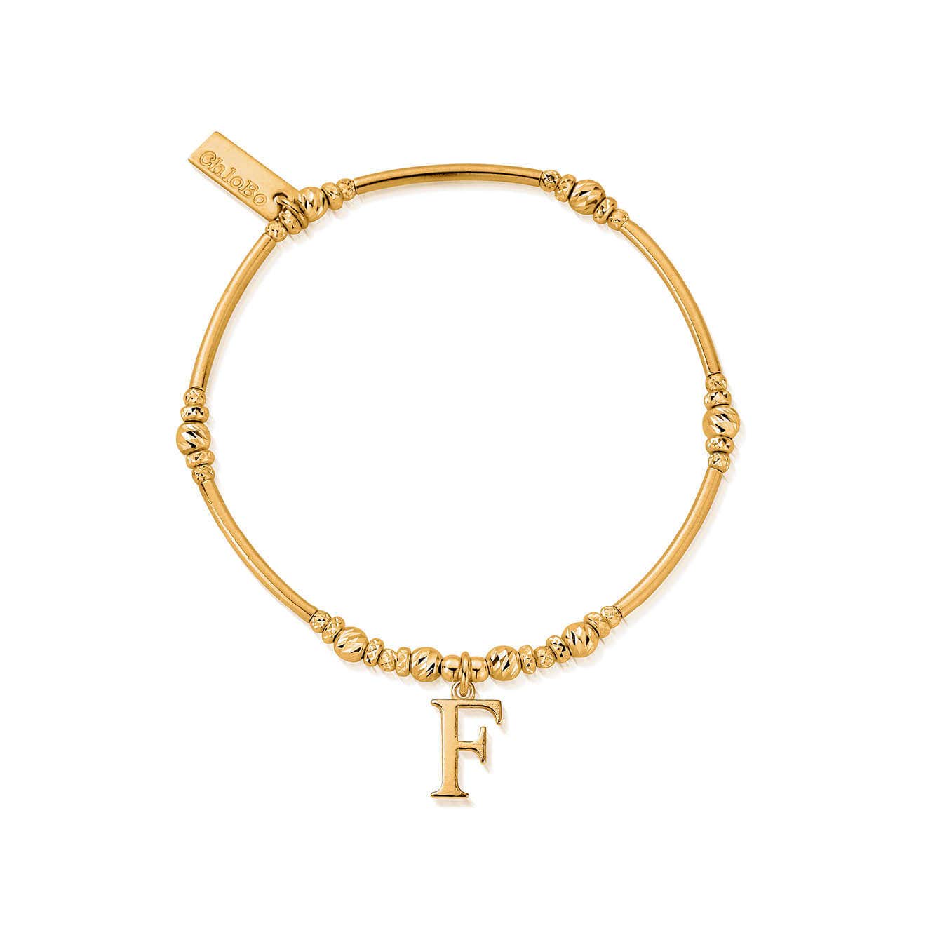 ChloBo Sterling Silver Gold Plated Initial Bracelet F CBO-335 Image 1