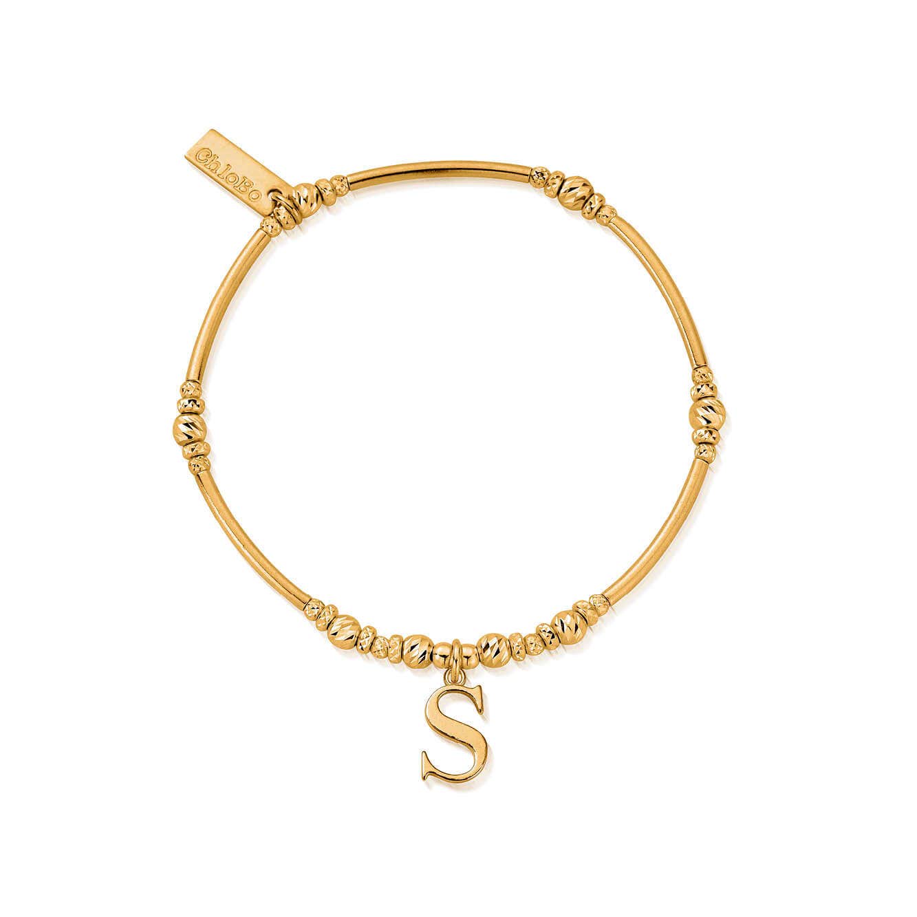 ChloBo Sterling Silver Gold Plated Initial Bracelet S CBO-348 Image 1