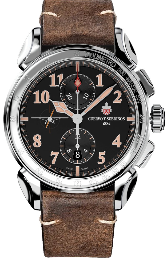 Cuervo y Sobrinos Chronograph Emilio Carranza Watch 3201.1EC