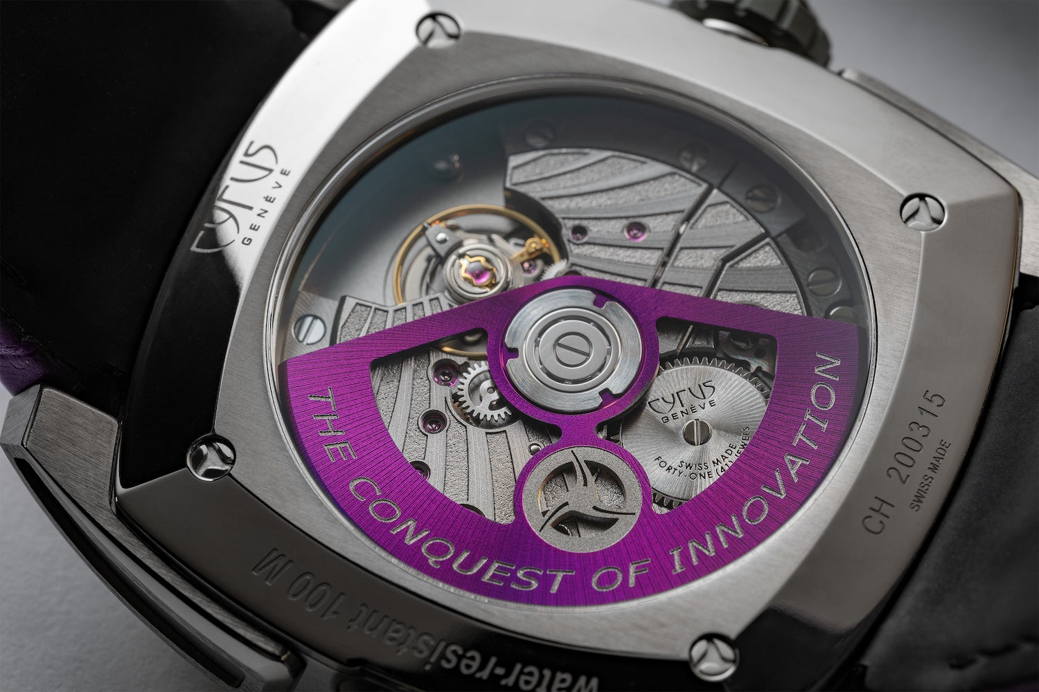 Cyrus Klepcys GMT Titanium Royal Purple Alligator Watch 539.507.TTA.D Image 5