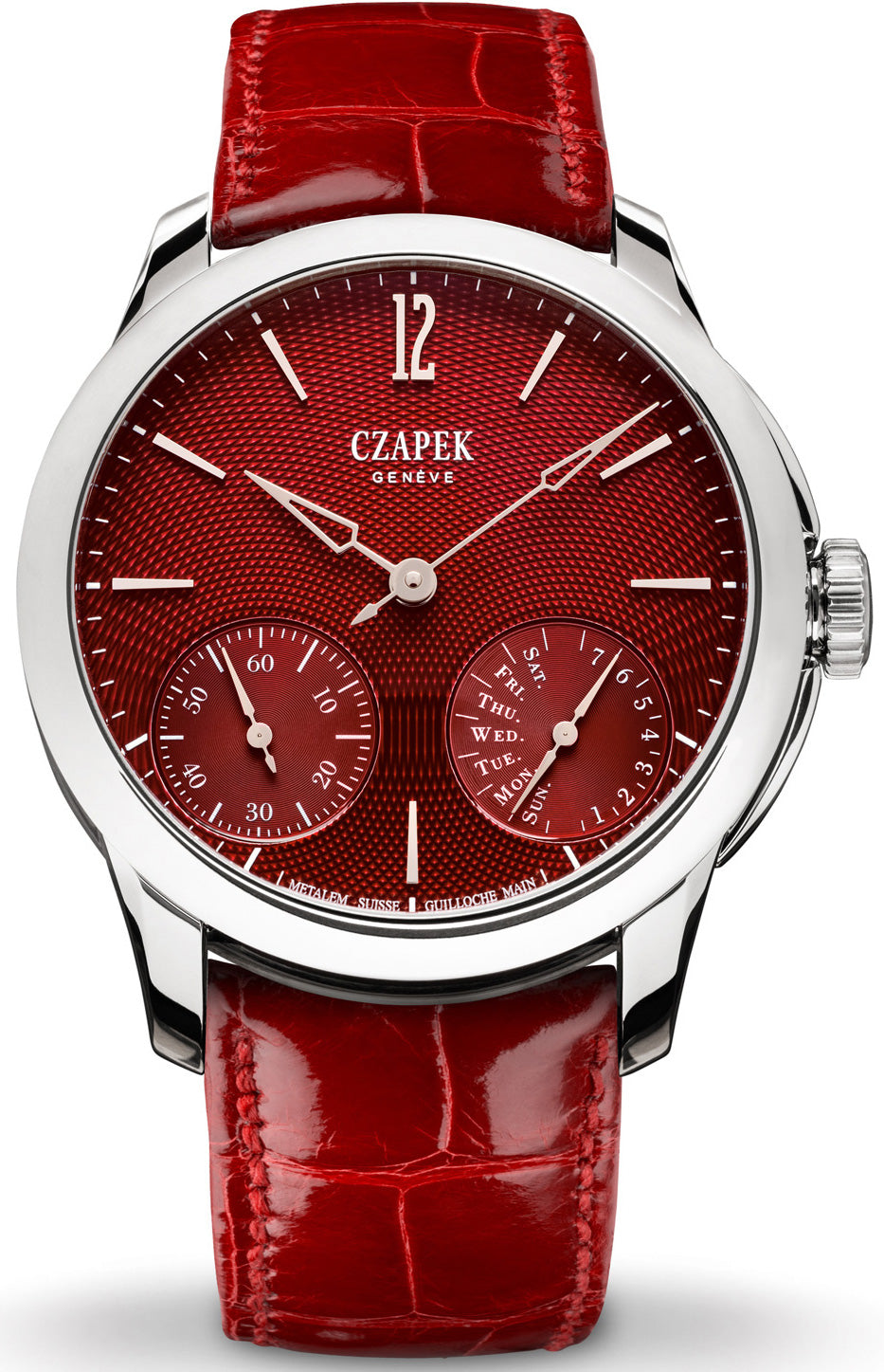 Czapek Watch Quai des Bergues Guilloche Ricochet Steel Rhubarb Red S Limited Edition Quai des Bergues Guilloche Ricochet Steel Rhubarb Red S Image 1