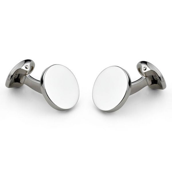 Deakin & Francis Cufflinks Sterling Silver Plain Round C0792X0002