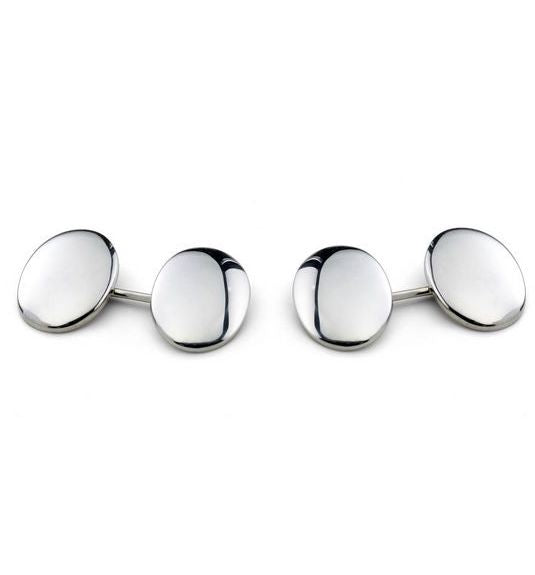 Deakin & Francis Cufflinks Sterling Silver Plain Domed Oval C0168I0001