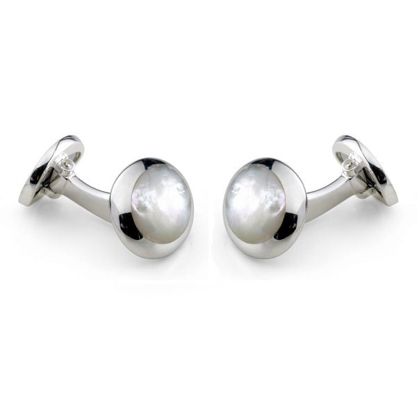 Deakin & Francis Cufflinks Sterling Silver Oval White Mother of Pearl C0166X0003