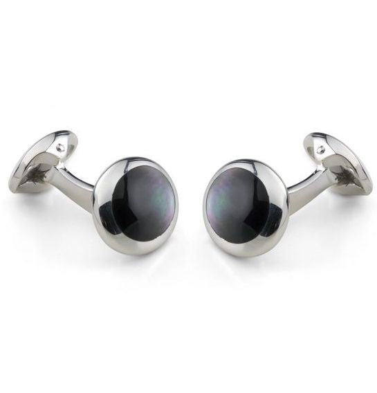 Deakin & Francis Cufflinks Sterling Silver Oval Grey Mother of Pearl C0166X0002