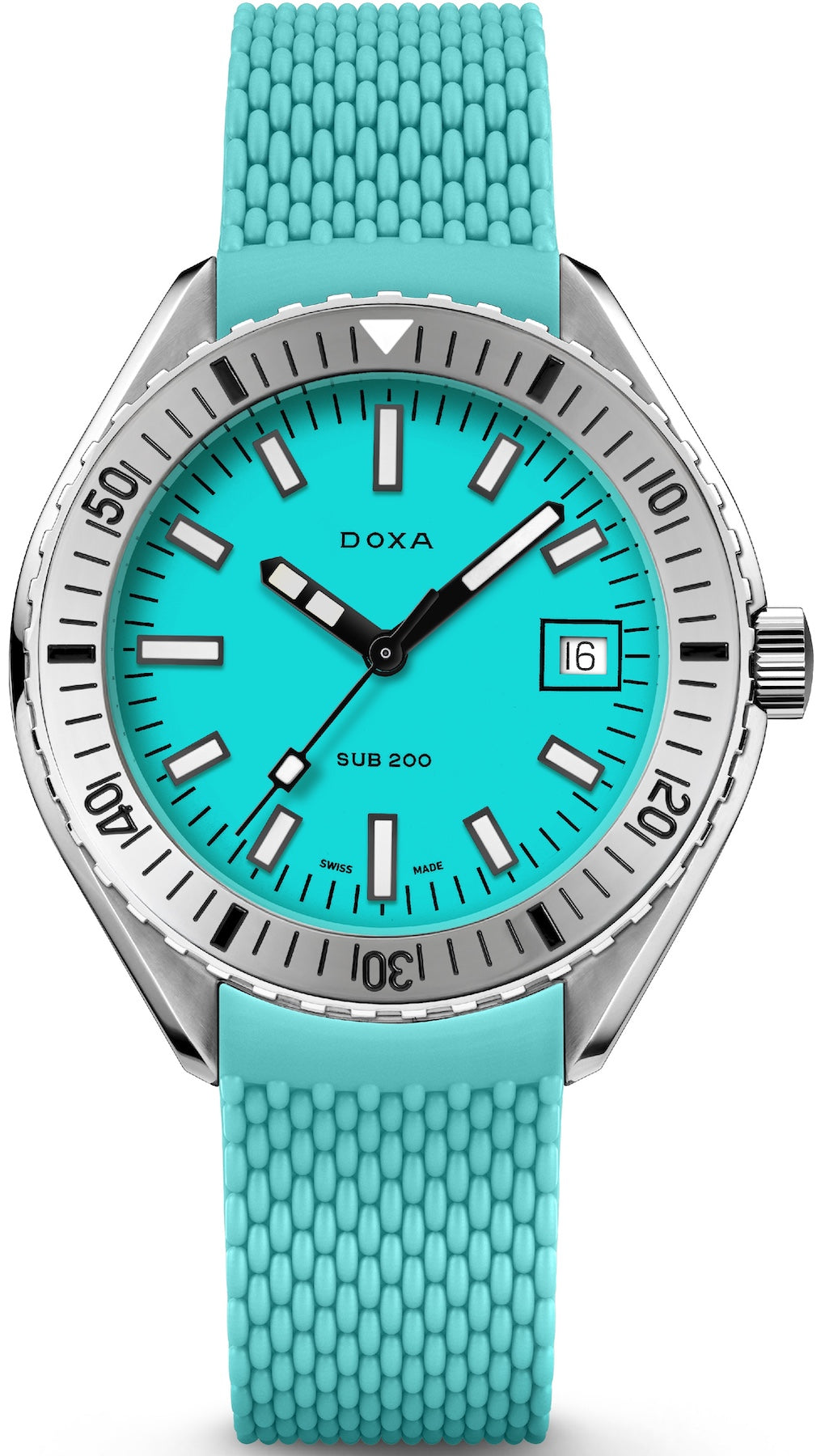 Doxa Sub 200 Aquamarine Turquoise Rubber Watch 796.10.241.25