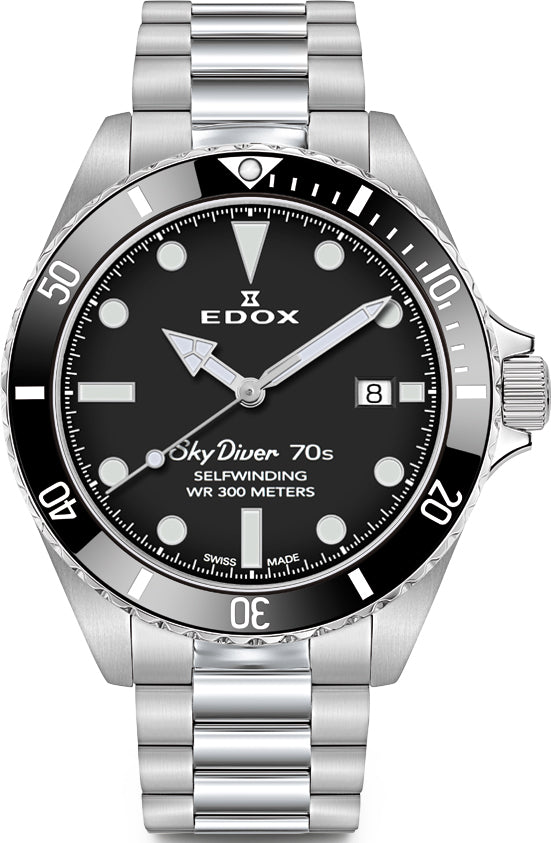 Edox Watch Skydiver 70s Automatic 3 Hands 80115 3N1M NN