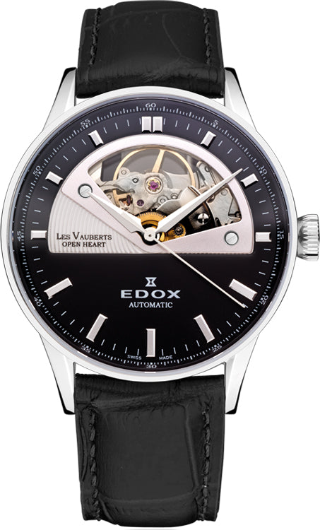 Edox Watch Les Vauberts Open Heart Automatic 85019 3N NIN