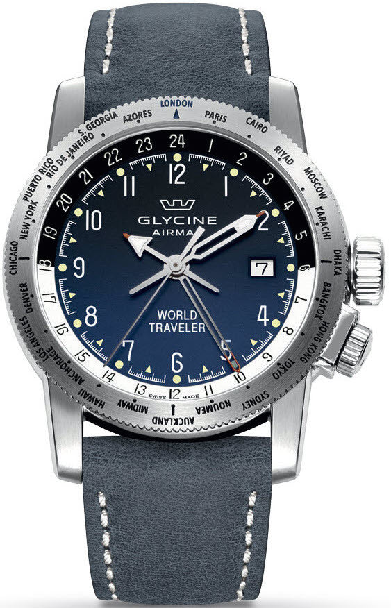 Glycine Watch Airman World Traveler 3939.18.LB8B
