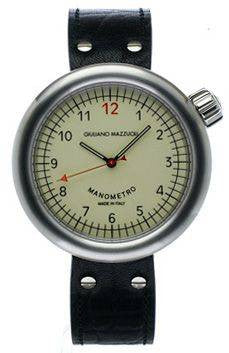 Giuliano Mazzuoli Manometro Brushed Ivory Dial Right Crown MRB01 Black Strap