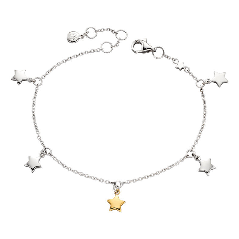 Little Star Sterling Silver Yellow Gold Plated Ivy Stars Childs Bracelet LSB0174