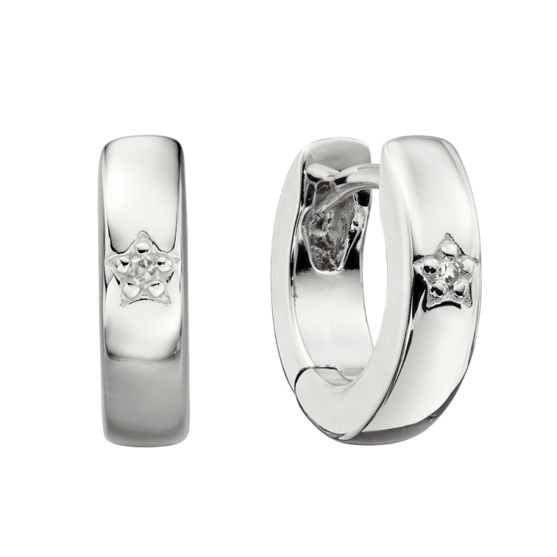 Little Star Sterling Silver Diamond Lottie Childs Hoop Earrings LSE0166
