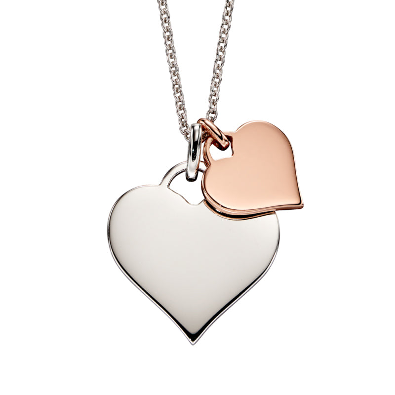 Little Star Sterling Silver Isabella Double Heart Adult Necklace LSN0336