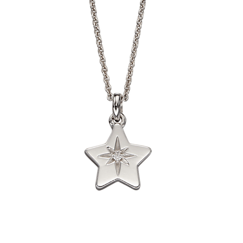 Little Star Sterling Silver Diamond Lyra Star Childs Necklace LSN0319