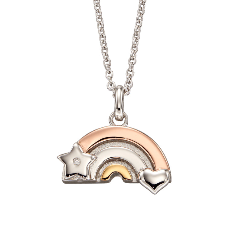 Little Star Sterling Silver Diamond Gold Plated Kaya Rainbow Childs Necklace LSN0340