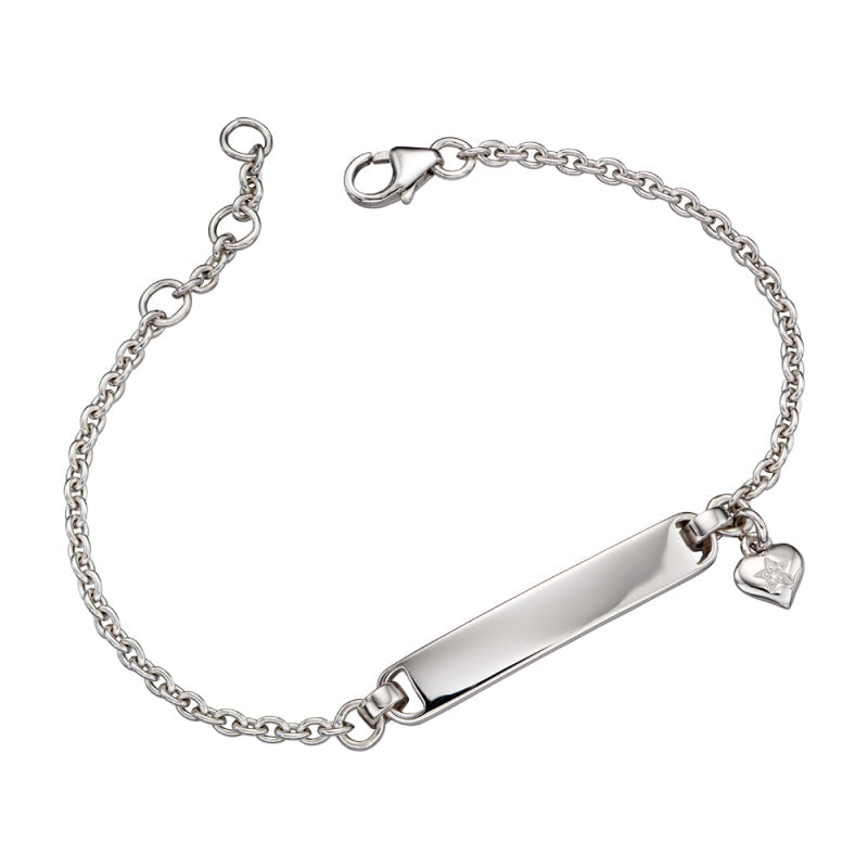 Little Star Sterling Silver Diamond Aisha Charm Child ID Bracelet LSB0234