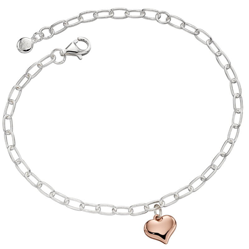 Little Star Sterling Silver Gold Plated Thea Heart Charm Childs Bracelet LSB0326